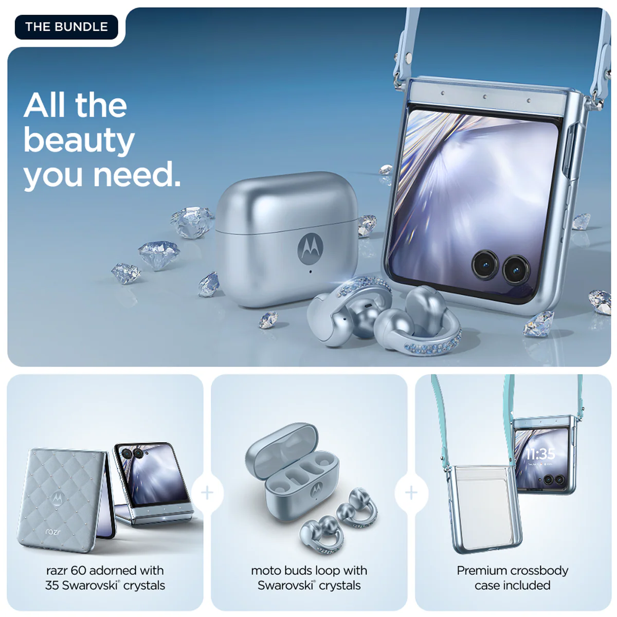Motorola Razr 60 Swarovski 256GB Ice Melt + Earbuds - Image 6